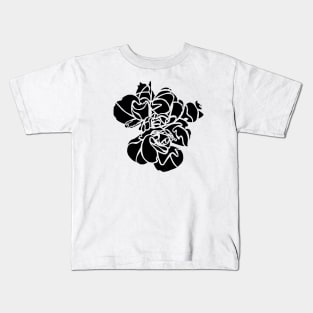 Black Hibiscus Flower Plant Art Kids T-Shirt